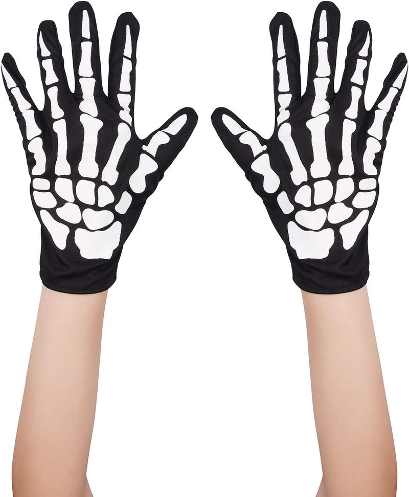 Mr Warm Halloween Skeleton Gloves,Full Finger Skeleton Pattern Gloves Cosplay Costume Accessories for Men Women Adults - Image 3